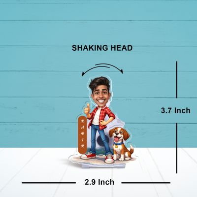 Personalized BobbleHead Carricature with Battery Powered Moving Head for Car Dashboard & Tabletop Decor Gift for Pet Lover Home & Office Desk Table Decor